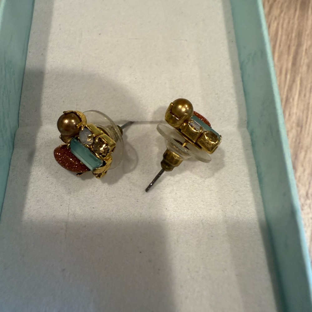Mixed Gemstone Cluster Stud Earrings Goldstone, O… - image 4